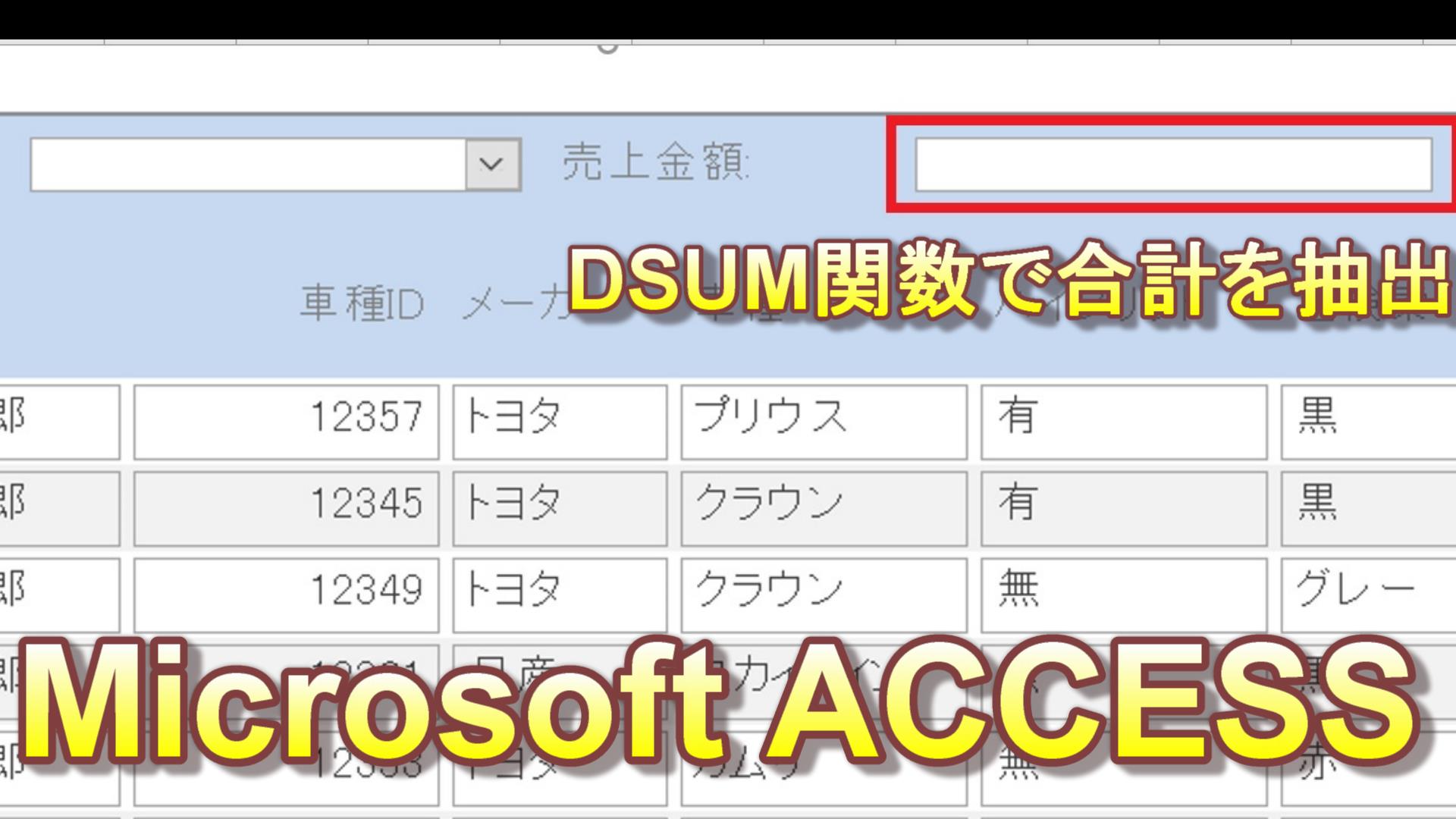 Accessの関数 Dsum関数で合計を抽出 伊川直助が Excelとaccessを解説